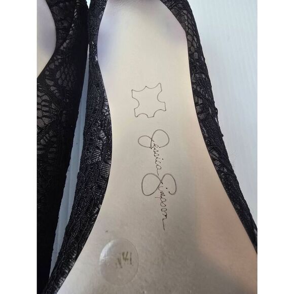Jessica Simpson JP Carpena Heels Sz 7.5 Black Lace - Picture 5 of 9